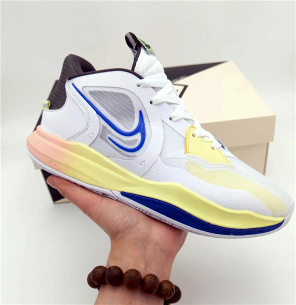 Men's Running Weapon Kyrie Irving 5 White/Blue/Yellow Shoes 032